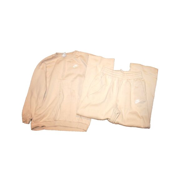 Nike Girls Youth Size XL 18-20 Sweat Suit Fleece Sweatpants & Hoodie Cream - Picture 1 of 1